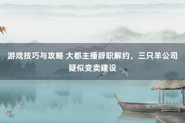 游戏技巧与攻略 大都主播辞职解约，三只羊公司疑似变卖建设