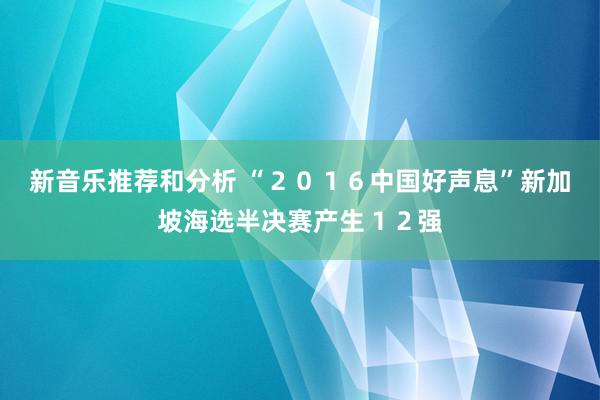 新音乐推荐和分析 “２０１６中国好声息”新加坡海选半决赛产生１２强