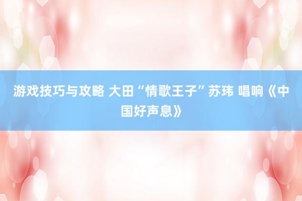 游戏技巧与攻略 大田“情歌王子”苏玮 唱响《中国好声息》