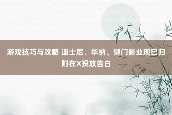 游戏技巧与攻略 迪士尼、华纳、狮门影业现已归附在X投放告白