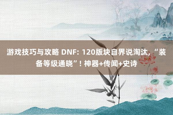 游戏技巧与攻略 DNF: 120版块自界说淘汰, “装备等级通晓”! 神器+传闻+史诗