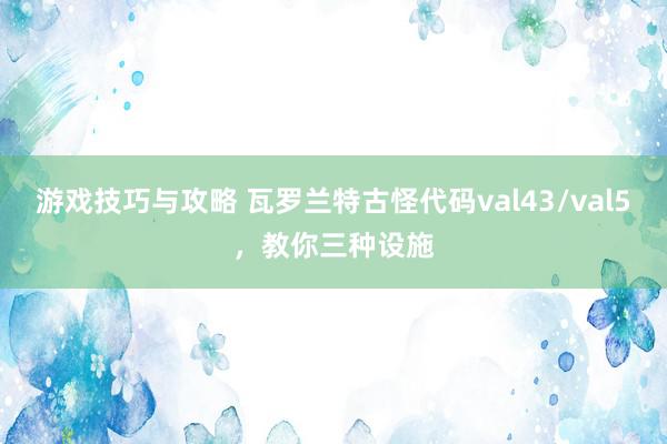 游戏技巧与攻略 瓦罗兰特古怪代码val43/val5，教你三种设施