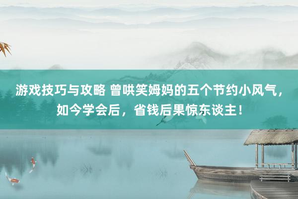 游戏技巧与攻略 曾哄笑姆妈的五个节约小风气，如今学会后，省钱后果惊东谈主！